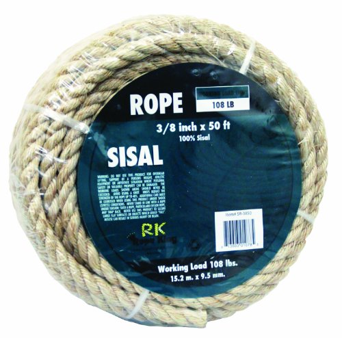 Rope King SR-3850 Sisal Rope 3/8 inch x 50 feet
