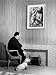 British Born Film Director Posing Beside Fireplace at Home with Pet Sealyham Terrier, Mr. Jenkins Premium Photographic Poster Print