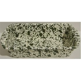 Loaf Pan, Enamelware, Moss on Cream Marble by Crow Canyon Home