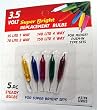Pack of 5 Multi-Color Push-In Mini Replacement Christmas Light Bulbs 3.5 Volt