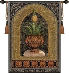 Pineapple Urn Tapestry Wallhanging Comes With Wall Hanging Rod and Tassels