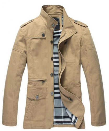 WantDo Men's Outercoat Jacket Solid Cotton Fashion
