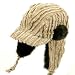 Fur Stripe Dog Ear Hat-Beige