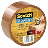 3M 37502TN Scotch Commercial Perform Hvy-Dty Sgle Rll Packaging Tape, 48x50, Tan, Carton of 36 rolls