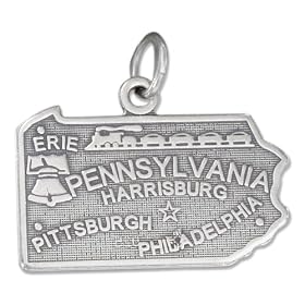 STERLING SILVER ANTIQUED PENNSYLVANIA STATE CHARM