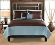Barclay King Size Quilt with 2 Shams Aqua / Chocolate