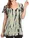 Sakkas Spala Long Tie Dye Embroidered Cap Sleeve Drop V Neck Blouse Shirt Top
