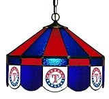Imperial Texas Rangers Licensed 16-Inch Diameter Stained Glass Pub Light