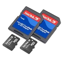 2GB Sandisk Micro SD Card + Adapter Twin Pack