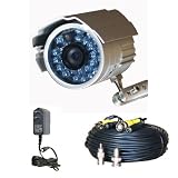 Infrared Color Day Night 1/4 Sony CCD CCTV Camera with Free 12 V 500ma Camera Regulated Power Supply and 100ft Video Power Cable IR24SKC 1OS