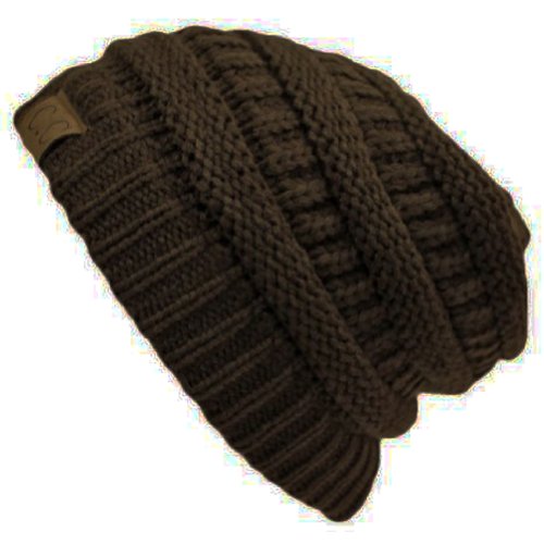 Brown Thick Slouchy Knit Oversized Beanie Cap Hat
