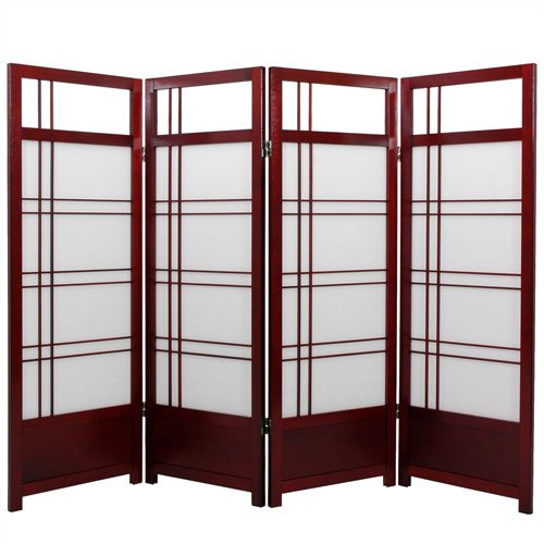 Oriental Furniture Low Kumo Classic Shoji Room Divider in Rosewood SSCLKMO4-Rosewood