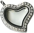 Blue Moon Beads Story Lockets Metal and Glass Locket, Heart/Jeweled, Silver