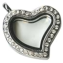 Blue Moon Beads Story Lockets Metal and Glass Locket, Heart/Jeweled, Silver
