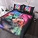 BlessLiving Cat Bedding for Girls Boys Cute Colorful Cat Pattern Bedspread 3 Piece Bold Color Black Animal Duvet Cover Set (Twin)