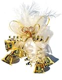 Stunning Gold Jingle Bells With Ivory Ribbon Christmas Ornament #W5551