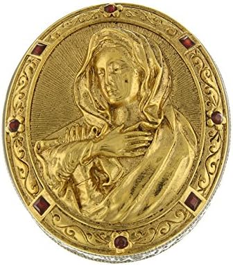 Vatican Gold Tone & Silver Tone With Ruby Red Mary Rosary Box