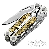 Leatherman Luxuswerkzeug Charge Acanto, Griffe aus 18-karätigem Gold und 925er Sterlingsilber, inklusive Echtheitszertifikat in Geschenkbox aus poliertem Akazienholz