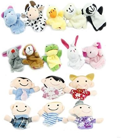COMING 16pcs Educational Puppets Story Time Finger Puppets-10 Animals and 6 People Family Members Included