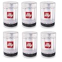 Illy fine grind dark roast ground coffee. 6 pack.