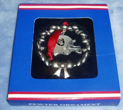 Oakland Raiders Pewter Football Christmas Ornament