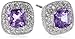 Amazon Collection Sterling Silver, Gemstone, and Created White Sapphire Cushion Stud Earrings