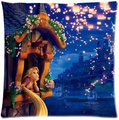 Custom Japanese Anime Cartoon Tangled Beautiful Lantern Midnight Throw Square Pillow Case 16x16 Inches Creative Personalized Pillowcase Bedding Pillow Slips by Lovely cat