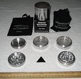 5 Piece 63mm Premium NEW STYLE Spaceage Aluminum Pollen Grinder with Pouch and Scraper