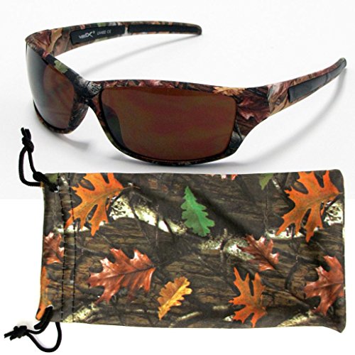 Camouflage Sunglasses Brown Orange White Camo Fishing Hunting Free Micorfiber Bag