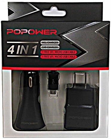 Wall charger 5v 2.0 Amp And Car charger 5v 3.1Amp + 6ft USB Cable + 3ft USB Cable Set for LG G3 G4 G2,Samsung Galaxy S3 S4 S6 Edge S2,Note 4 edge,Note 5,HTC One M8,M7,M4(Black)