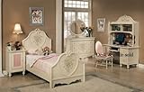 IMAGE OF 4pc Twin Size Bedroom Set with Floral Design White Finish