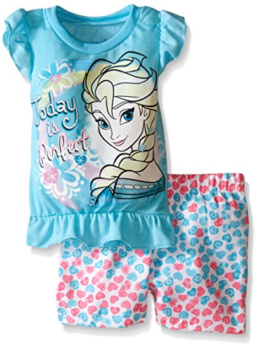Disney Girls' Toddler Girls' Frozen Printed Short Set, Blue, 3T