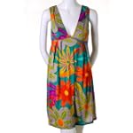 Lani Empire Waist Deep V Plunged Neckline Floral Tropical Jersey Dress