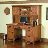 Cottage Oak Double Pedestal Computer Desk with Hutch