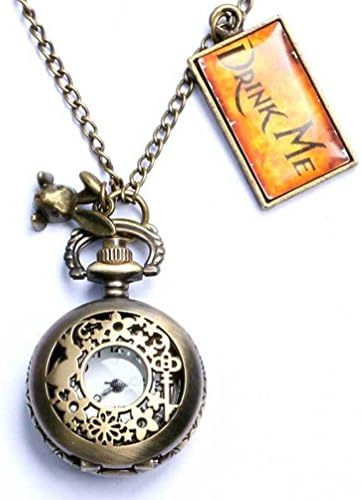 Giftoys Vintage Drink Me Pocket Watch Quartz Watch Alice in Wonderland (Rabbit)