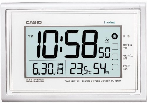 CASIO (カシオ) 電波デジタル掛け時計 温度・湿度表示 常時点灯 パールホワイト IDL-150NJ-7JF IDL-150NJ-7JF