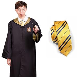 Harry Potter Hufflepuff Adult's Cloak Robe Dress Costume w/ Tie M Size