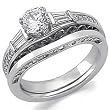 14K White Gold Vintage Style Diamond Engagement Ring Set (Center stone is not included)
