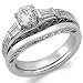 Jewelry : 14K White Gold Vintage Style Diamond Engagement Ring Set (Center stone is not included)