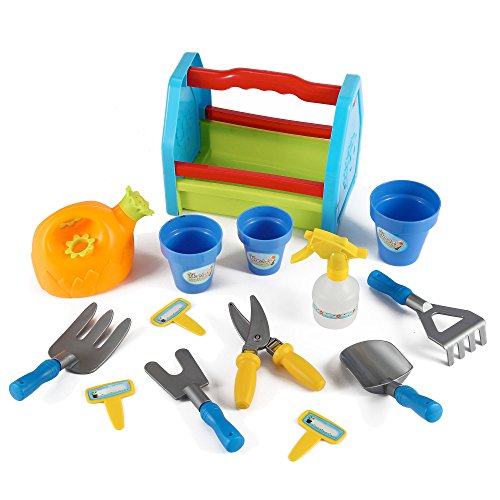 Rainbow Gardening Tool Box 14pc Garden Tools Toy Set for Kids