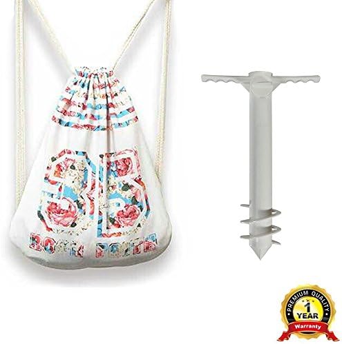 #1 Beach Umbrella Anchor with Backpack, ITEMporia® Beach Umbrella Sand Anchor Stand - Universal Sand Grabber Spike Auger Holder - Bonus Beach Bag Backpack Included