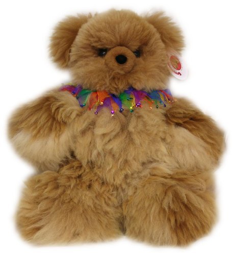 511gRIIzRTL Alpaca Bear. Genuine Dark Colored Alpaca Teddy Bear With Multi Colored Bells Collar. 18 Inches high.