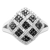 10k White Gold Black and White Diamond Ring (1/2 cttw, I-J Color, I3 Clarity)