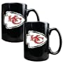 NFL Kansas City Chiefs Two Piece Black Ceramic Mug Set - Primary Logo