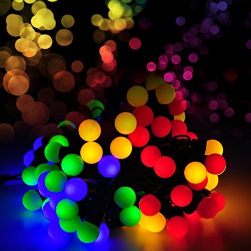 Gao Festival Decor Light Led Lantern String The Thick Black Lines Hotel Outdoor Waterproof Antifreeze Ball 7 Light Color , Blue And Red 2-5 M 50 Light Stays On