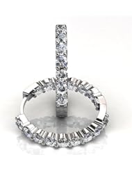 Platinum Beautiful Shared Prong Diamond Hoop Earrings containing Forty Round Brilliant Cut Diamonds Total. 2 CTW