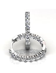 14KT White Gold Beautiful Shared Prong Diamond Hoop Earrings containing Forty Round Brilliant Cut Diamonds Total. 2 CTW