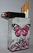 Cigarette Case Pink Butterfly with Built on Lighter Holder