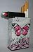 Cigarette Case Pink Butterfly with Built on Lighter Holder