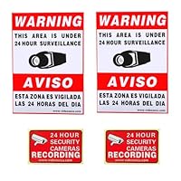 VideoSecu 2 large and 2 small security warning signs stickers Decals for Home CCTV DVR CCD Video Surveillance Camera System 1RN
